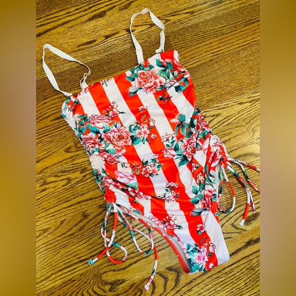 Floral Striped Swimsuit - Picture 1 of 5